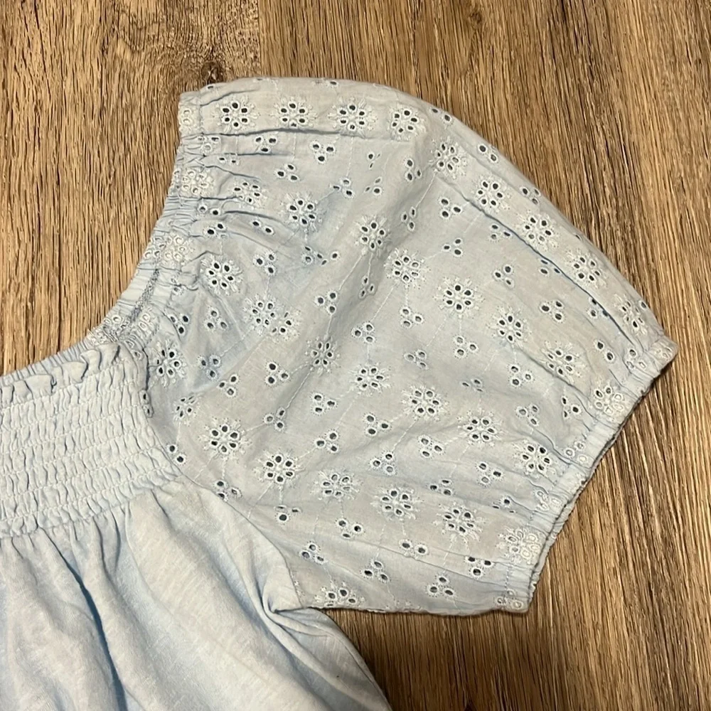 Lucky Brand Eyelet Square Neck Flowy Pullover Boho  Top​​​​ - Picture 3 of 12